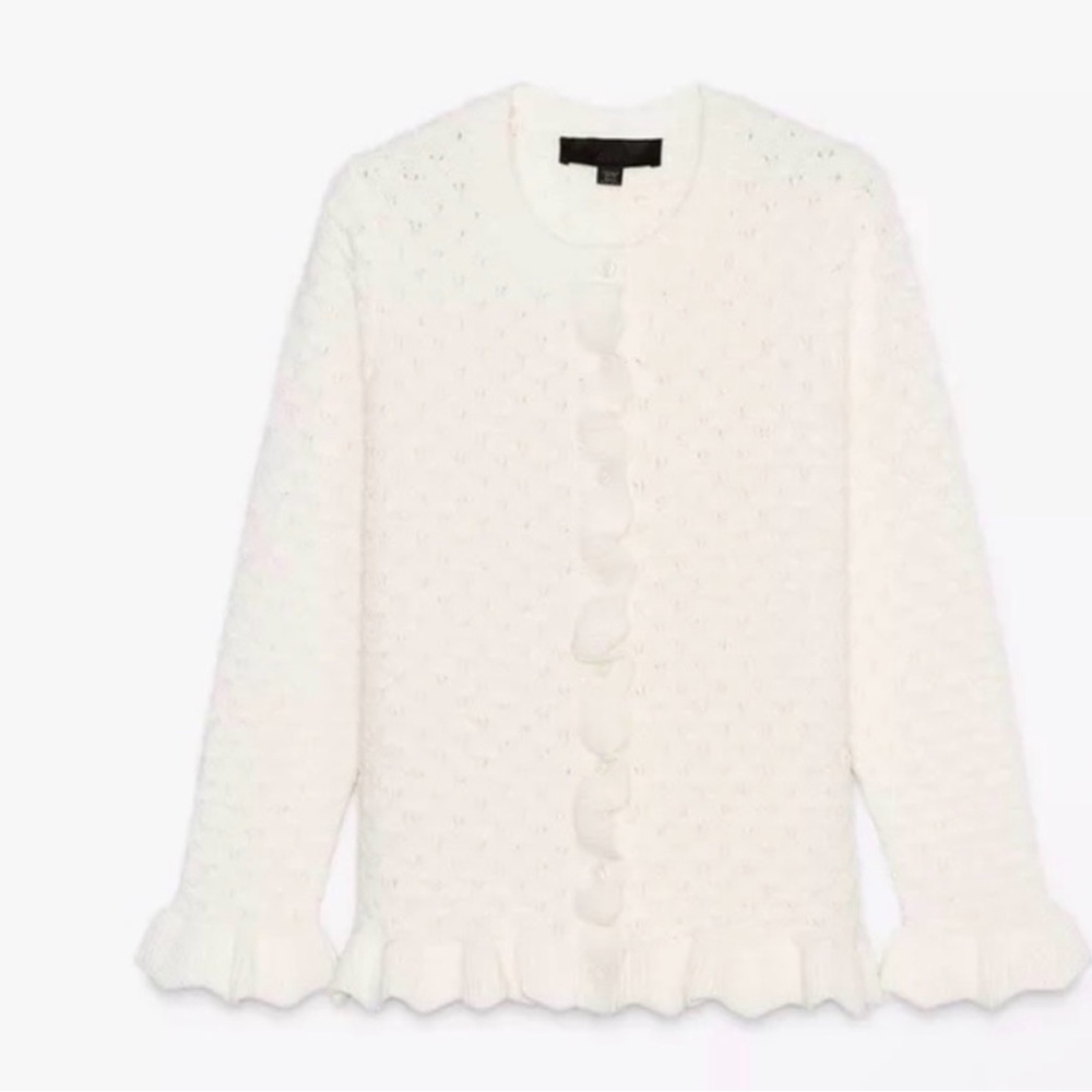 ZARA Ruffle White Cardigan - Picture 1 of 5